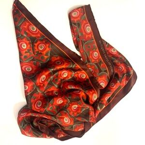 SILK FASHION Artisan Red and Gold Long Silk Scarf